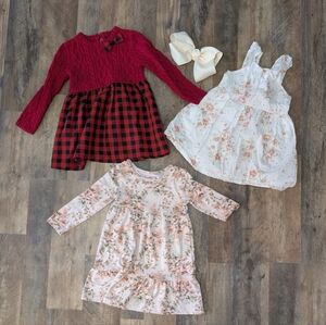 Floral and Plaid Kids Dress Set